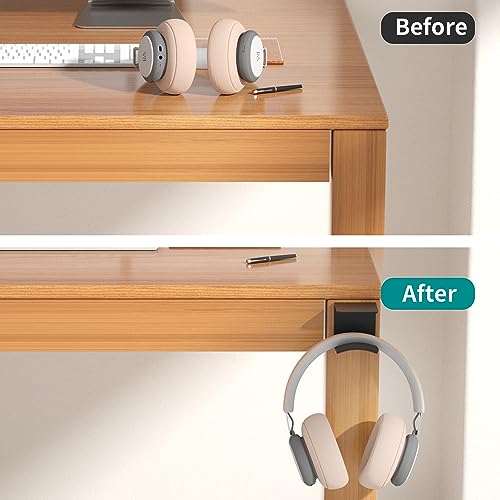 HomeMount Headphone Hook Under Desk - Headphone Holder Under Table, Adhesive Gaming Headphone Stand Hanger Desk Mount for Most Headphone(Black-2P) - color: Black-2P