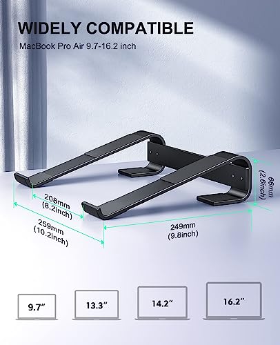 Soqool Laptop Stand for Desk, Ergonomic Detachable Laptop Riser | Aluminum MacBook Stand, Compatible with 12-17'' All Laptops Such as MacBook Pro/HP/Dell/Lenovo, Black - color: Black