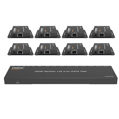 4K 1x8 HDMI Extender Splitter 70m/230ft HDMI Over Ethernet Splitter POC Satellite TV Splitters