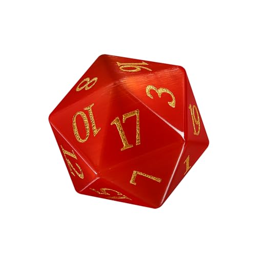 Cat's Eye Red Dice Set, 7-Piece Handcrafted Polyhedral Dice with Gold Engraving, Ideal for D&D, RPG, MTG & Tabletop Games, Gift Box Included (Cat's Eye-Red) - color: Cat's Eye-red