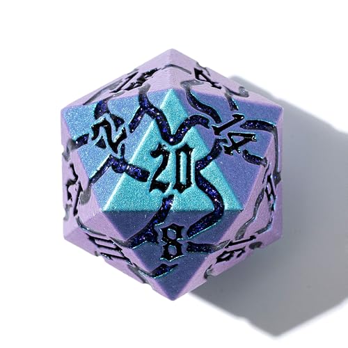 Metal Dice for DND - Ancient Cracked – Blue Shift Purple Glitter Cracks | Beautiful 7pc Polyhedral Dice Set, Smooth Rolling, Role Playing Games (RPG), Compatible with D&D, for Dungeons and Dragons - color: Blue Purple With Purple Glitter