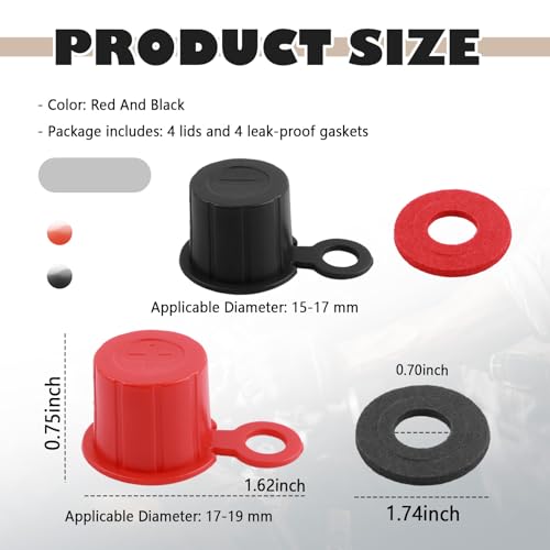4PCS Car Battery Terminal Caps Kit,Positive/Negative Car Battery Terminal Cover Kit Includes 4PCS Felt Washer,Insulated Batteries Post Protective Cap Cars Accessories