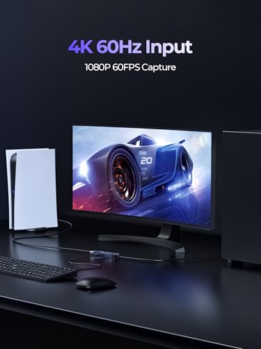 USB 3.0 Video Capture Card with 12IN Mini HDMI Cable PD 100W and USB3.0 Port, Streaming Game Recording 4K, 60FPS, HDMI to USB-A/USB-C Capture Card for Quest 3, Switch, PS5/4, Camera, Tablet PC