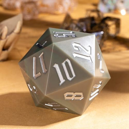 55mm 20 Sided DND Dice, Giant D20 D&D Polyhedral Dice Large D20 with Die Gift Box for D&D,RPG Table Games (Green Marble/White Number) - color: Green Marble/White Number