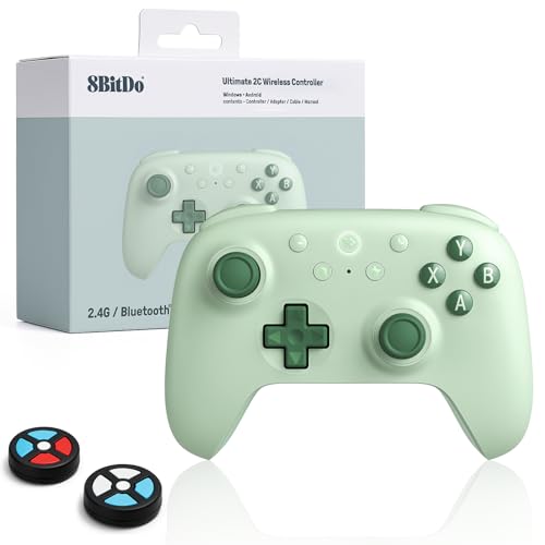 8Bitdo Ultimate 2C Wireless Controller (Green) - 1000Hz Polling | For Windows PC & Android, Hall Effect Joysticks & Triggers, Remappable L4/R4 Bumpers - color: Green