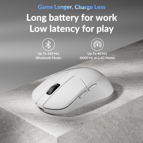 Keychron M3 Mini 8K Wireless Gaming Mouse, 55g Lightweight, PixArt 3950 Sensor, 30K DPI, Bluetooth 5.3/2.4GHz/Wired, Programmable, 140H Battery, for Mac/Windows/Linux - White - color: White