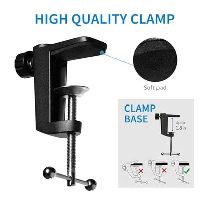 FEELWORLD AMS1 Microphone Boom Arm, Adjustable Mic Arm Stand with 3/8” to 5/8” Screw, Compatible with PM1 and other Mics for Podcast Straming Gaming Studio - color: Black
