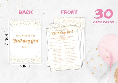 Birthday Party Card Games, Gold Minimalist Themed Who Knows The Birthday Girl Best Game Cards, Fun Sleepover Party Game For Kids Adults, Fun Girls Night Activities Supplies, 07 - color: Minimalist Who Knows The Birthday Girl Best