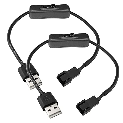 Gebildet 2 Pack USB Fan Power Adapter Cable with Switch, USB to 3/4 Pin Case Fan Adapter Connector with ON/OFF Switch - style: USB Switch (1 to 1)