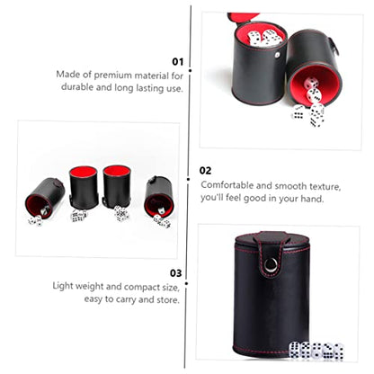 VICASKY 2sets Leather Dice Cup Set Double-Layer Storage Pu Leather Shaker for Ktv and Bars Includes Dice Lightweight and Compact Design