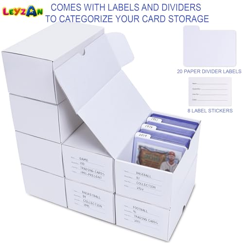 Trading Card Storage Box for toploader, 8-Pack•100 Count Cardboard Top Loaders Storage Box with Dividers & Labels for TCG/Magic/Mtg Organizer and Collection, 7 INCH