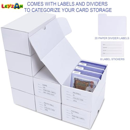 Trading Card Storage Box for toploader, 8-Pack•100 Count Cardboard Top Loaders Storage Box with Dividers & Labels for TCG/Magic/Mtg Organizer and Collection, 7 INCH
