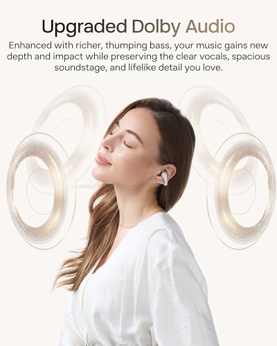 SHOKZ OpenDots 2 Open-Ear Clip-On Earbuds with Upgraded Dolby Audio, 3-Mic Clear Calls, Rich Bass, Up to 40 Hrs of Audio, Wireless Charging, Interchangeable Left/Right Earbuds, IP57, Bluetooth 6.1 - color: Pearl white