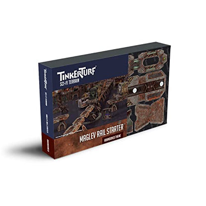 TinkerTurf Sci-Fi Terrain: MagLev Rail Starter, Abandoned Theme, Sturdy, Affordable, Great-Looking Full-Color Terrain, Quick and Easy to Assemble, Virtually Limitless Setups - style: Starter (Abandoned)