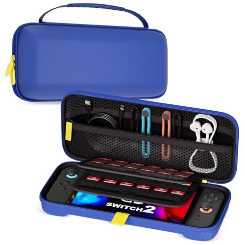ProCase Carrying Case for Nintendo Switch 2 2025, Slim Travel Case -Blue | Hard Portable Storage Bag with 24 Game Card Slots, Protective Pouch for Switch 2 Console & Accessories, Slim Fit - color: Blue, size: for Nintendo Switch 2 (2025 Release)