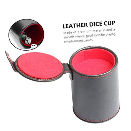 Vaguelly 1Set Leather Dice Storage Cup with Double Layer Lids Professional Dice Container for Games Includes Dice Cup and Balanced Dices Compact PU Leather Design for Easy Travel