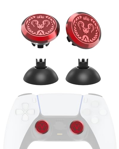KD.FLY Metal Thumbsticks for PS5 Controller Joystick Replacement, Thumb Sticks for PS4 Controller, Custom Thumb Grips for Switch Pro Controller, 2 Joystick, 2 Thumbstick Base, Predator Emblem - color: Predator Emblem