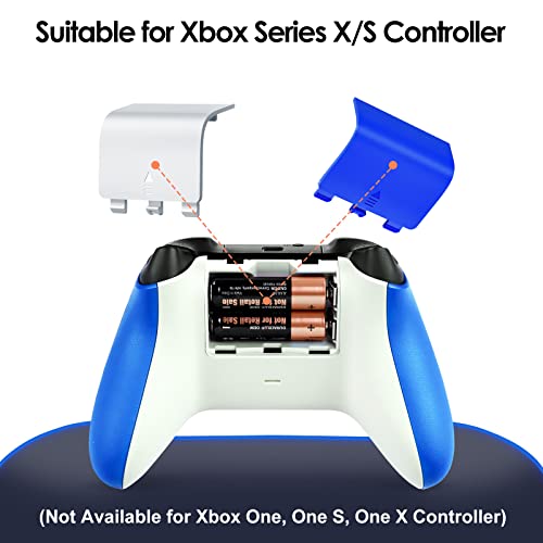 Battery Cover for Xbox Core Controller, Replacement Back Door Lid for Xbox Series X/S, Battery Caps Shell Repair Part for Wireless Controller Remote Pack of 4 (Blue +White)
