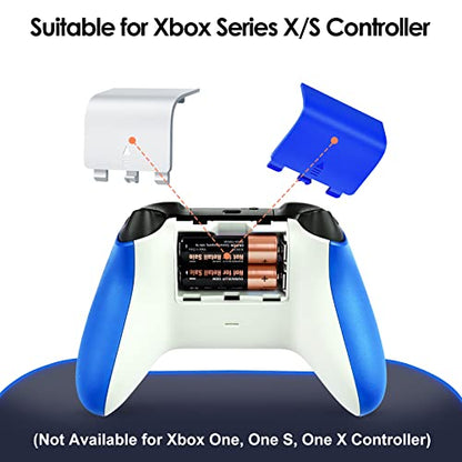 Battery Cover for Xbox Core Controller, Replacement Back Door Lid for Xbox Series X/S, Battery Caps Shell Repair Part for Wireless Controller Remote Pack of 4 (Blue +White)