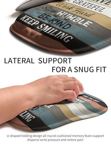 Hokafenle Ergonomic Wrist-Hugging Mouse Pad Wrist Support, U-Shaped Holding Wrist Rest Mousepad for Carpal Tunnel Pain Relief with Cushioned Memory Foam Slope Massage Bulge (10.2x8.3 in,Believe) - color: Believe in Yourself