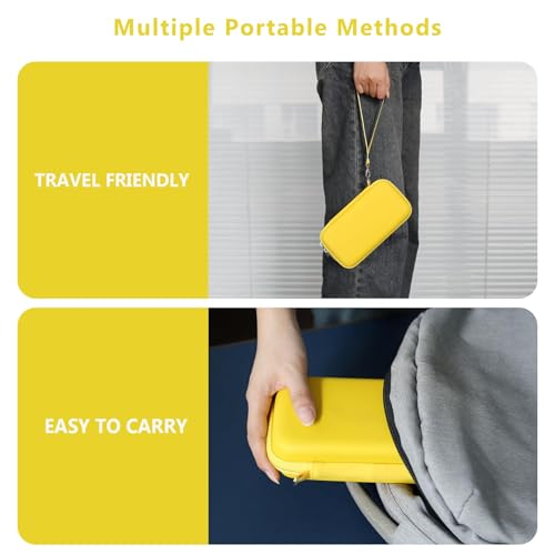 Supmay Hard Travel Case for My Arcade Pac Man Pocket Player Handheld Game Console, Portable Video Game System Handheld Game Protection Case with Mesh Pocket for Batteries and USB-C Cable, Yellow - color: Yellow