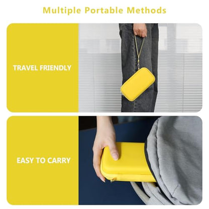 Supmay Hard Travel Case for My Arcade Pac Man Pocket Player Handheld Game Console, Portable Video Game System Handheld Game Protection Case with Mesh Pocket for Batteries and USB-C Cable, Yellow - color: Yellow