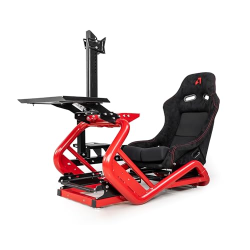 azracing SV-R Professional Modular Racing Simulator Cockpit | Fully Adjustable | Direct Drive Support,Compatible with Thrustmaster, Fanatec, Moza on PC, Xbox and PS,Includes Expansion Bracket - color: Black