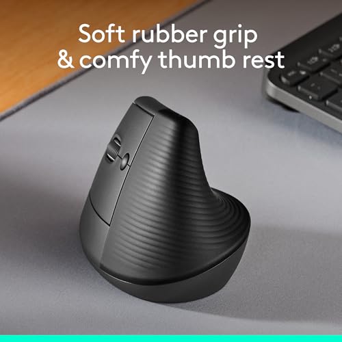 Logitech Left Handed Lift Vertical Ergonomic Wireless Mouse - Graphite | Connect via Bluetooth or included Logi Bolt USB-A receiver, quiet clicks, 4 of 6 buttons customizable, Windows Mac compatible - color: Graphite, style: Left-Handed