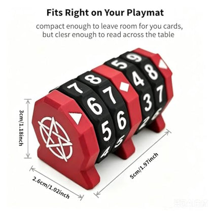 MTG Life Counter, Board Game Life Counter, 4-Digit Wheel Trackers for 0-9999 Single Player and 0-99 Dual Player Modes, Clear View Display for Card and Tabletop Games (Red) - color: Red