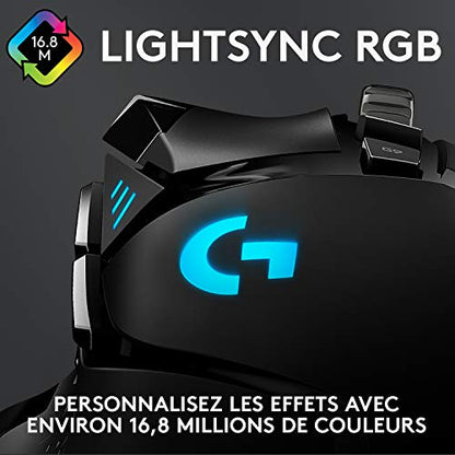 Logitech G502 Hero High Performance Wired Gaming Mouse, Hero 25K Sensor, 25,600 DPI, RGB, Adjustable Weights, 11 Programmable Buttons, On-Board Memory, PC/Mac - Black (Renewed)