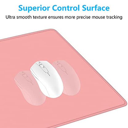 Dapesuom Large Mouse Pad, Extended Gaming Mouse Mat with Stitched Edges, Full Size Desk Mats with Non-Slip Base, Computer Big Desktop Keyboard Pad for Gamer, Laptop, Office, 23.6 x 11.8 in, Rose Pink - color: Rose Pink, size: 23.6L x 11.8W inches
