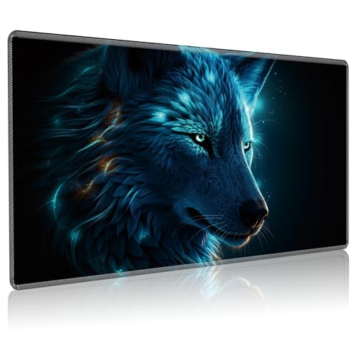 Playmat for MTG, 24 x 14 inches Game Play Mat for MTG TCG and Other Card Games, Trading Card Game Play Mat Desk Mats with Stitched Edges Non-Slip Base, Wolf - color: Wolf, size: Regular