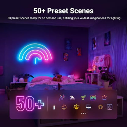 NEEWER 9.84ft/3m LED Strip Lights, Smart AI RGB IC Flexible Cuttable Neon Rope Light, App Control, Bedroom Gaming Room Indoor Studio Home Wall Decor, Compatible with Google Assistant Alexa, NS02 - size: 9.84ft/3m