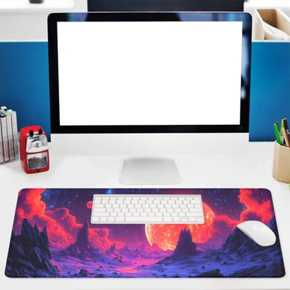Red Planet Gaming Mouse Pad Blue Cloud Fantasy Art Mousepad Extended Large Laptop Keyboard Non-Slip Rubber Base with Stitched Edges for Home 31.5"x11.8" - color: Red Planet, size: 31.5L x 31.5W inches
