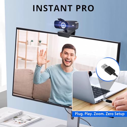 Webcam for pc, Camera for Computer/Laptop/Light Correction/Microphone, Web cam for Streaming/Gaming/Online Classes/Conferences/Video Callings,Updated HD 4K Webcam - style: Updated 4K-GQ