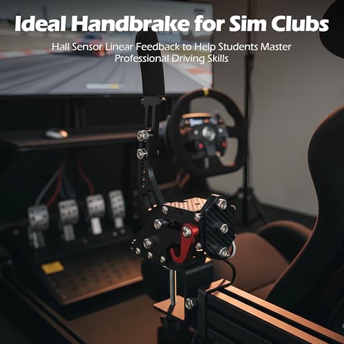 RQG 64 Bit USB Handbrake, SIM Racing Games Handbrakes Compatible with Logitech G27 G25 G29 T500 T300 THRUST MASTER FANATECOSW LFS DIRT RALLY, PC Handbrake with Nylon Cable, Reinforced Spring & Clamp
