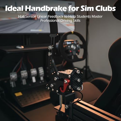 RQG 64 Bit USB Handbrake, SIM Racing Games Handbrakes Compatible with Logitech G27 G25 G29 T500 T300 THRUST MASTER FANATECOSW LFS DIRT RALLY, PC Handbrake with Nylon Cable, Reinforced Spring & Clamp