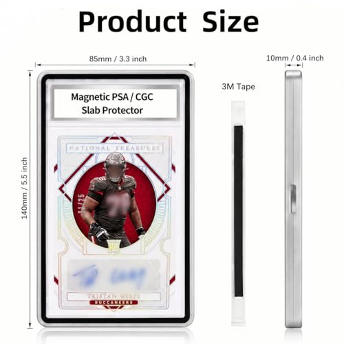 PSA Slab Case with 9-Point Secure Lock, Aluminum Alloy Graded Card Case, Magnetic UV Protection Slab Protector Fits 35PT PSA, CGC, CSG Cards, Professional Display Frame for Sports Cards (silver) - color: silver