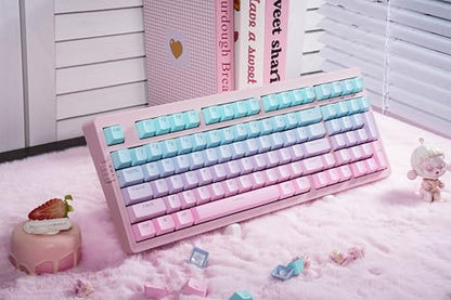 ZORNHER ZH980 Mechanical Keyboard,95% Pink & Blue Creamy Keyboard with Number Pad,Gaming Keyboard Full Size,Shine Through PBT Keycaps,Creamy Sounding Linear Switches - color: Pink & Blue Grandient, size: Creamy Switch