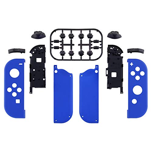 eXtremeRate DIY Replacement Shell Buttons for Nintendo Switch & Switch OLED, Blue Soft Touch Custom Housing Case with Full Set Button for Joycon Handheld Controller - Console Shell NOT Included - color: Blue