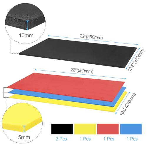 HARFINGTON Tool Box Foam 22"x11" EVA Non-Slip Toolbox Foam Inserts Adjustable Liner for Board Game Box Cases Storage Drawer, 6in1 Set - size: 22"x11"