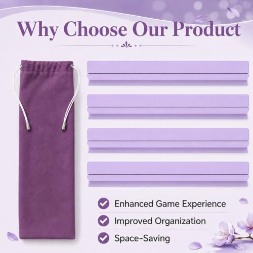 5Pcs Mahjong Racks with Pushers Wooden American Mahjong Tile Pushers and Racks Set with Mah Jong Rack Drawstring Bag Mah Jong Accessories for Players Gifts Home Game Night Party Supplies (Lilac) - color: Lilac