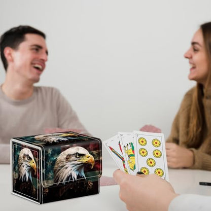 for MTG Commander Deck Box,Card Deck Box for Trading Yugioh MTG,Fits 100 Double Sleeved Cards,PU Leather Strong Magnet Case for Magic Commander TCG CCG,American Flag Eagle - color: American Flag Eagle