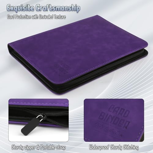 Trading Card Binder, Premium 9 Pocket Double Sided 540 Pocket PU Card Collection Binder, Collectible Trading Card Albums for MTG, TCG, Sport Card, Game Cards (Purple) - color: Purple
