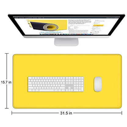 Dapesuom Large Gaming Mouse Pad, Extended Mouse Mat with Stitched Edges, Full Size Keyboard Pad with Non-Slip Base, Big XXL Computer Desk Mats for Gamer, Laptop, Office, 31.5 x 15.7in, Yellow - color: Apricot Yellow, size: 31.5L x 15.7W inches