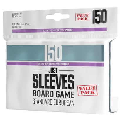 Gamegenic Just Sleeves - Standard European Value Pack (150 Pack), 59×91 mm Card Sleeves, Cost-Effective Protection Compatible with Prime Purple Size, Entry-Level Clear Sleeves