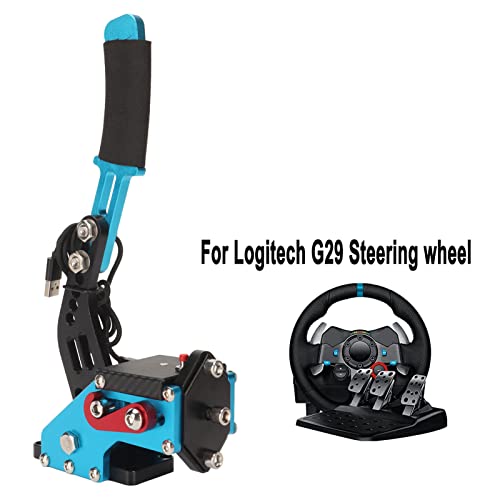 Septpenta USB Handbrake, 2 in 1 Computer Simulation Racing Game Handbrake, 64 Bit Universal Handbrake, Plug and Play for G27 G25 G29 T500 T300, Windows(Blue) - color: Blue