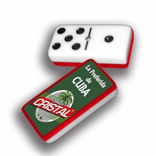 Dominos Set for Adults – Professional Double 9 Cuban Dominoes Set, Classic Travel Board Game with Wood Case Juegos de Mesa (Cerveza Cristal) - color: Cerveza Cristal