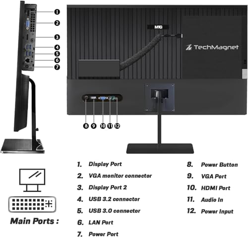 TechMagnet All in one Desktop Computer,Cheetah 4,Intel Core i5 4th Gen,16GB DDR3,240GB SSD,New 22 inch LED,MTG RGB Keyboard Mouse,RGB Speaker and Webcam,USB Wi-Fi,Windows 11(Renewed) - size: 16GB/240GB SSD, style: 22 Inch