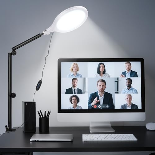Ring Light for Streaming, 10'' Full Screen LED Ring Light for Desk with 360° Adjustable Arm, Video Conference Lighting for Zoom Meetings, Live Streaming, Podcast, Content Creator, TikTok, YouTube